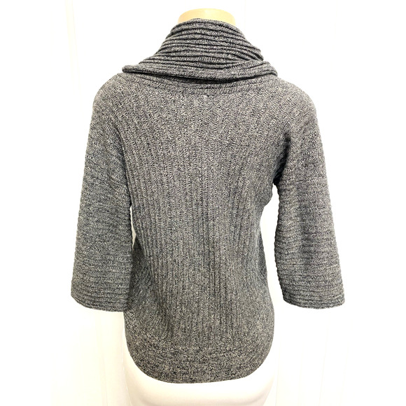 TSE Cowl Neck Top Sweater Cashmere Silk Gray Draped 3/4 Sleeve Knit Stretch XS - Picture 4 of 8